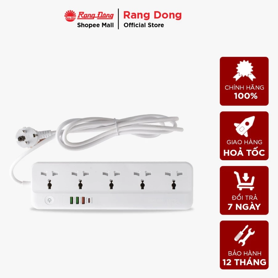 Ổ cắm thông minh Wifi có cổng USB sạc nhanh Rạng Đông - Model: OC09.WF.USB 5C/10A
