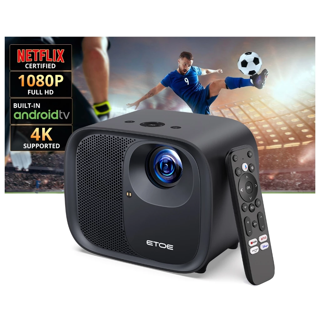 Máy chiếu Etoe E3 Pro Chính Hãng Cao Cấp, Android TV, Full HD 1080P 4K WiFi 2,4/5G Bluetooth Tự Động Lấy Nét - A1332