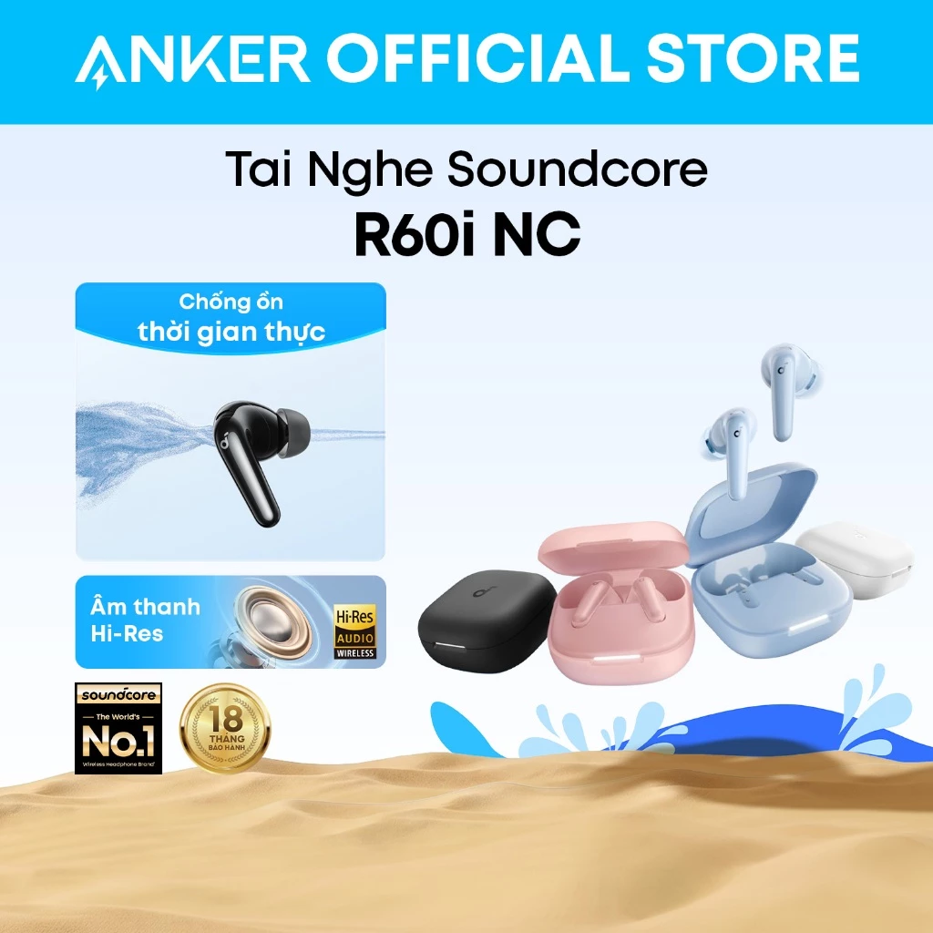 Tai nghe bluetooth soundcore R60i NC, chống ồn 52dB, âm thanh Hi-Res, pin 50H, phiên dịch AI